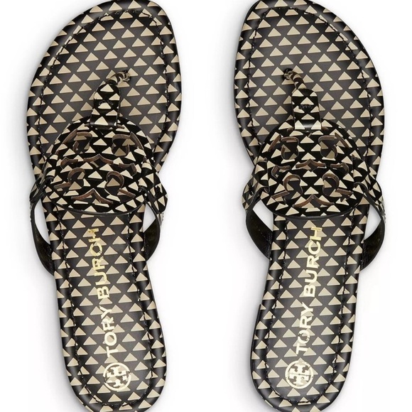 NEW! Tory Burch Miller Sandal Triangle Geo Print Flip Flop Authenticated Sz 6.5 - Picture 9 of 10